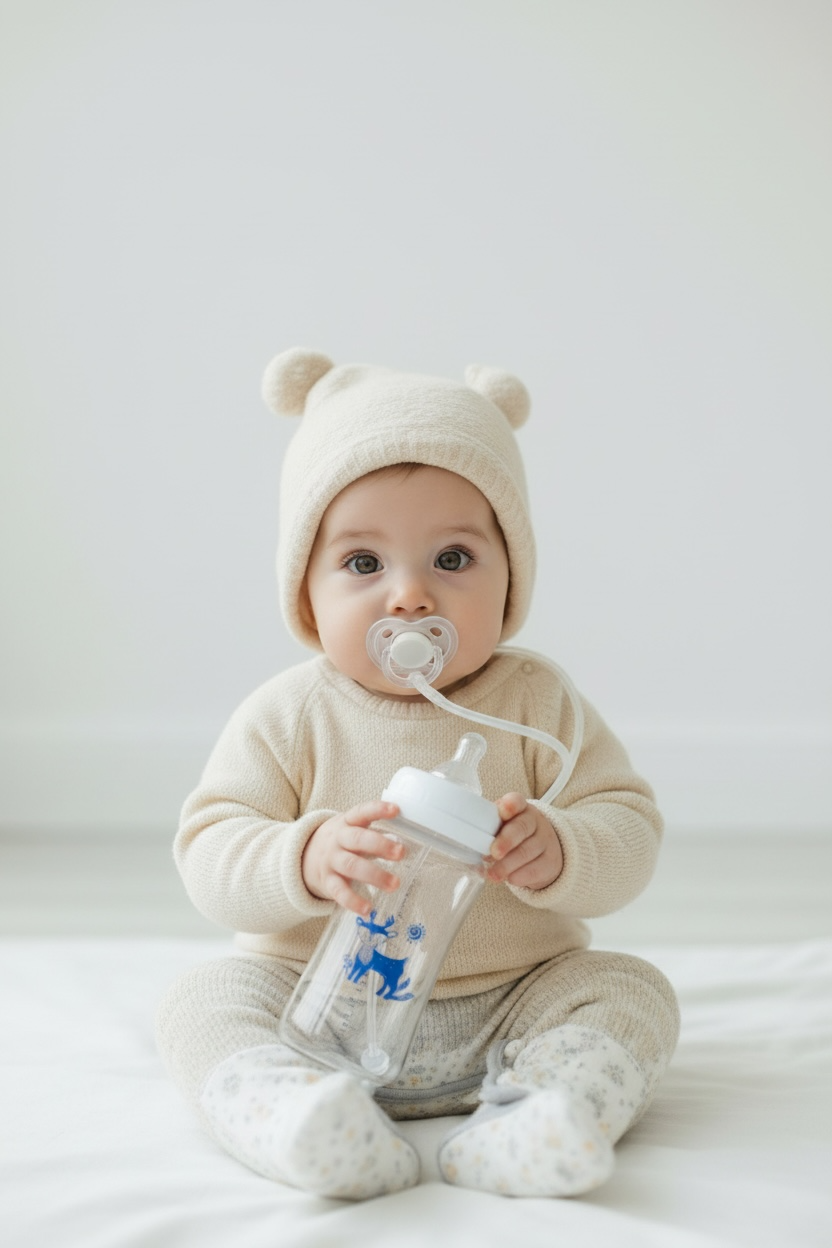 Practico Tetero Manos Libres para Bebes -3 en 1